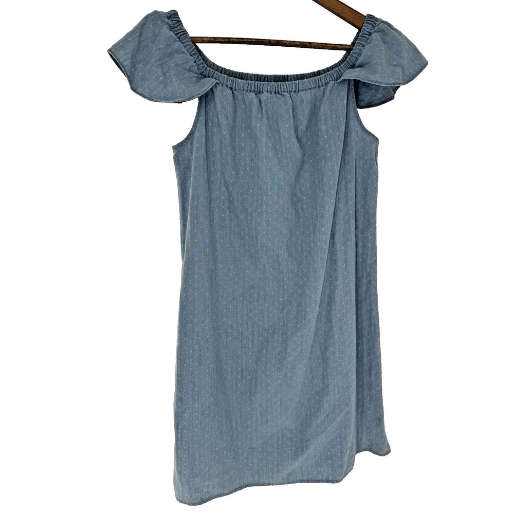 J Crew Factory Blue Chambray Indigo Dobby‎ Off Shoulder Dress 6 NWT cottage